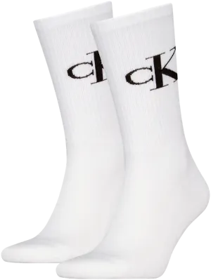 2 Pack Monogram Mens Socks White