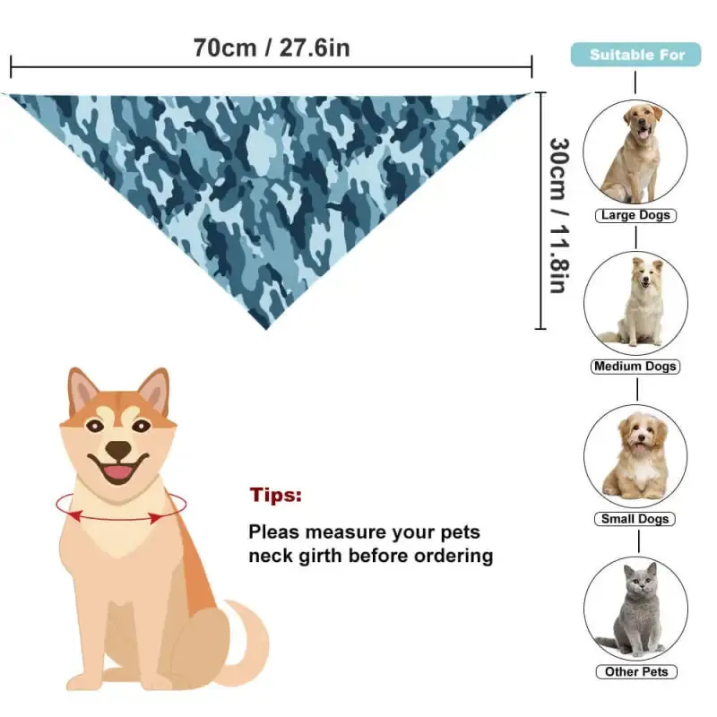 Blue Camo Pet Bandana for Outdoor Adventures and Stylish Moments