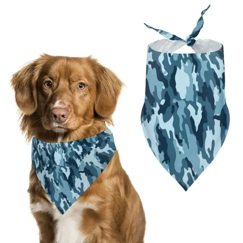 Blue Camo Pet Bandana for Outdoor Adventures and Stylish Moments