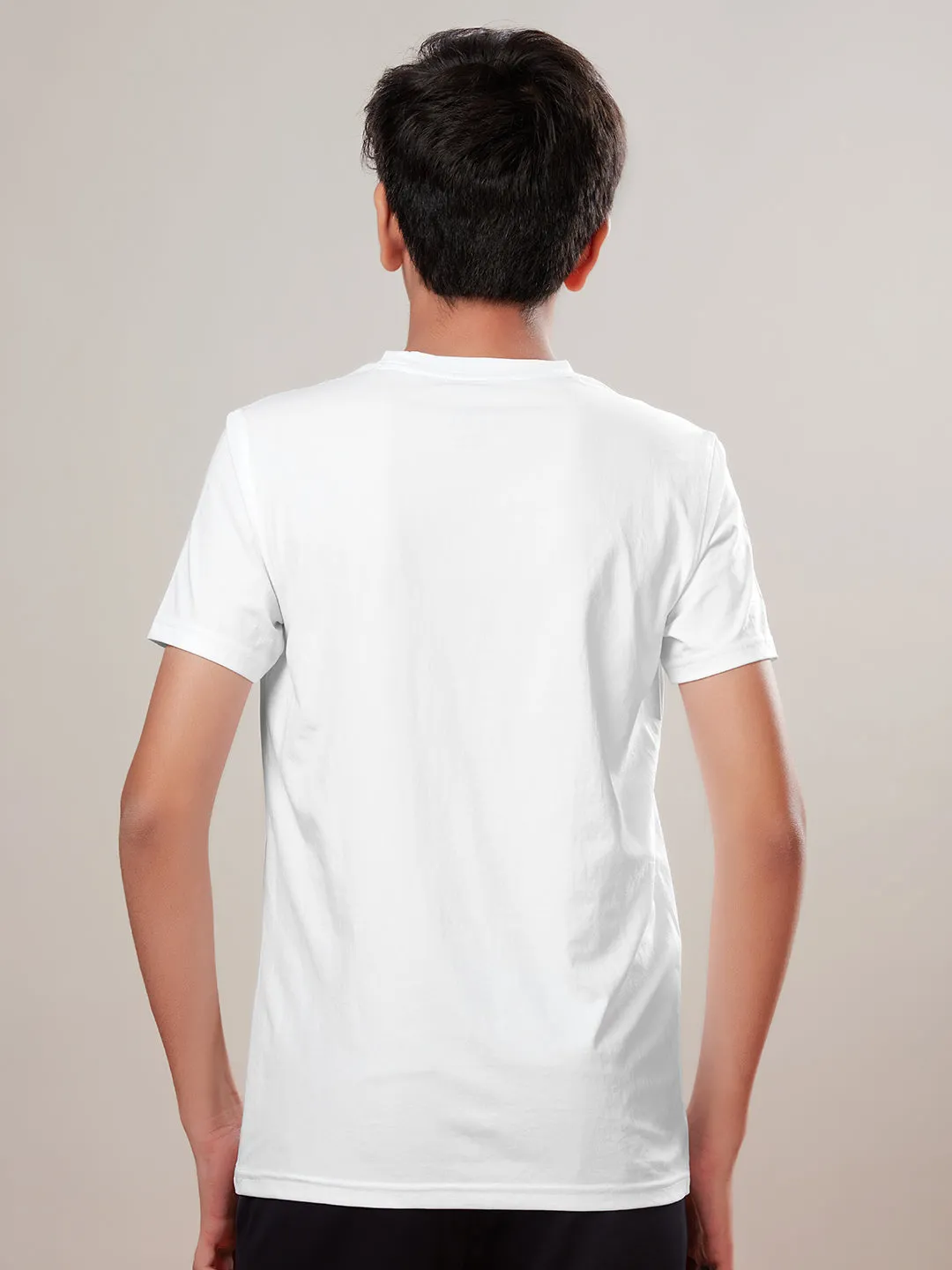 Boys Printed Slim Fit Round Neck Sports T-shirt with COTFLEX