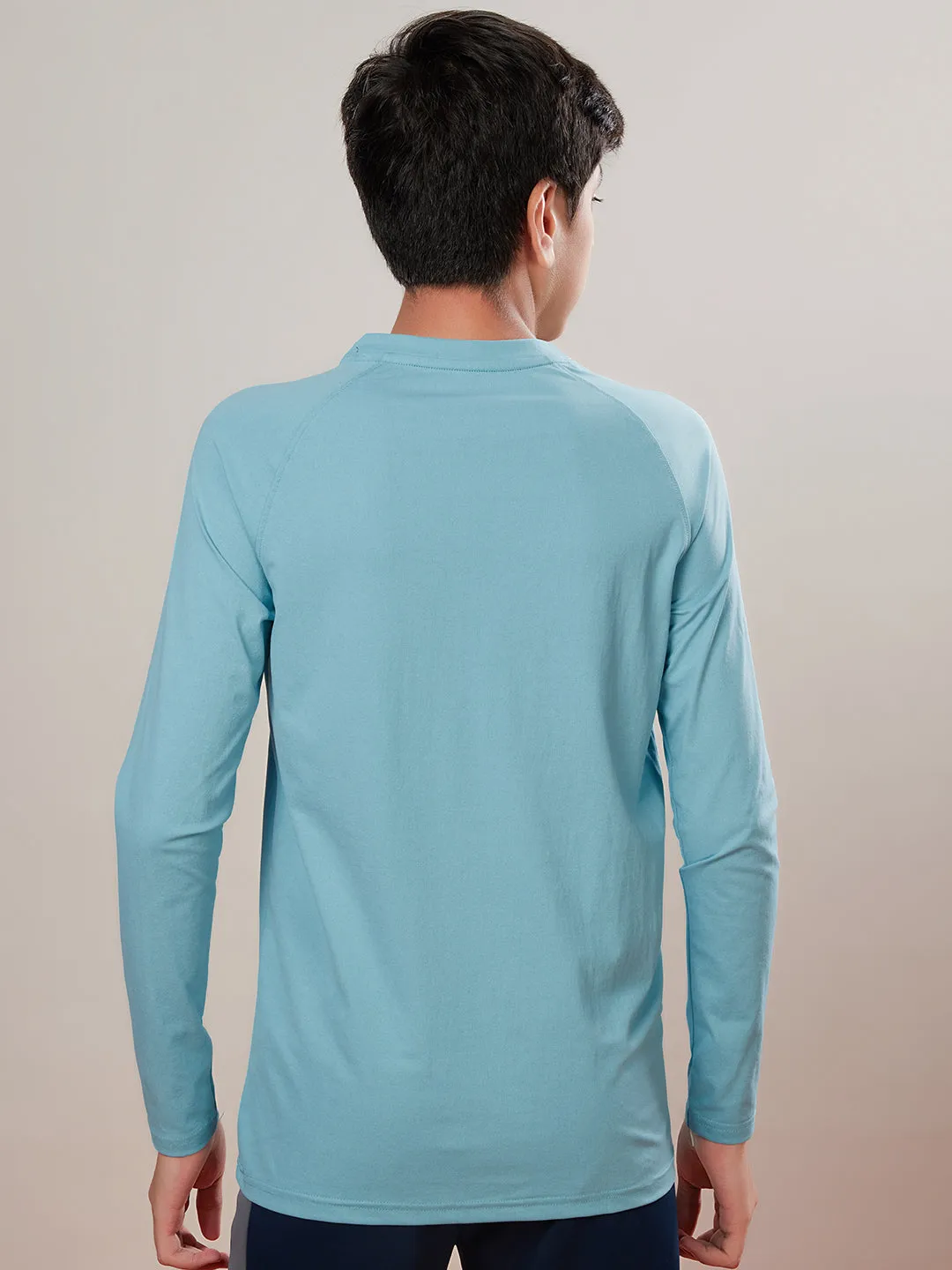 Boys Solid Slim Fit Round Neck Sports T-shirt with COTFLEX