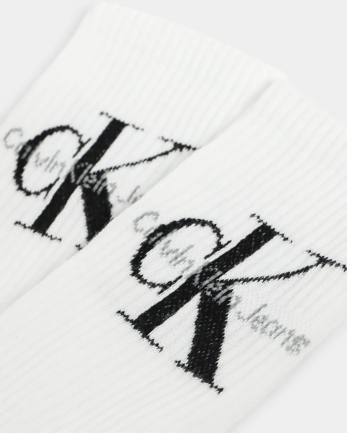 Calvin Klein Monogram Cushion Crew Socks 2 Pack White