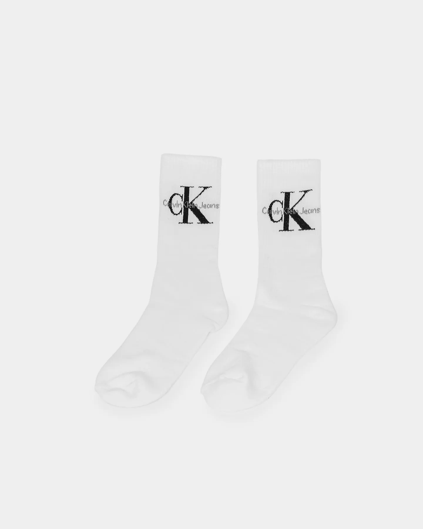Calvin Klein Monogram Cushion Crew Socks 2 Pack White