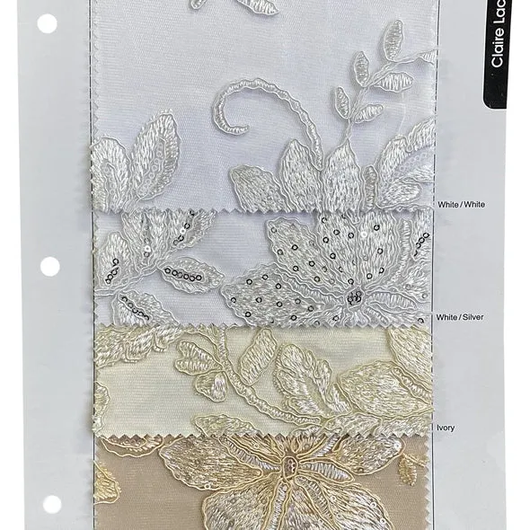 Claire Lace Wholesale Fabric in Silver and White