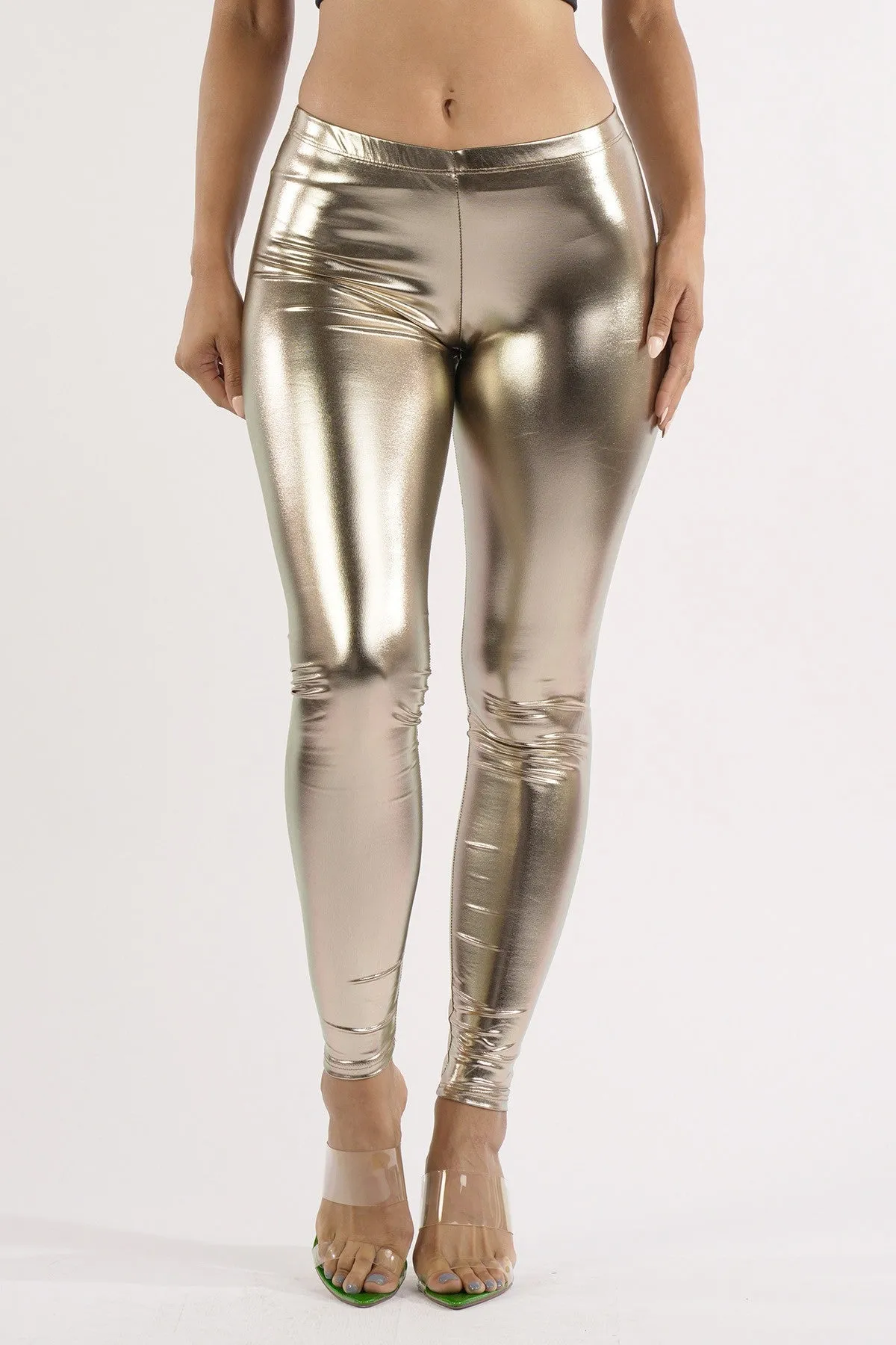 Dance With Me Gold Shiny Metallic Leggings
