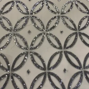 Delano Sequins Wholesale Fabric in Silver and Silver