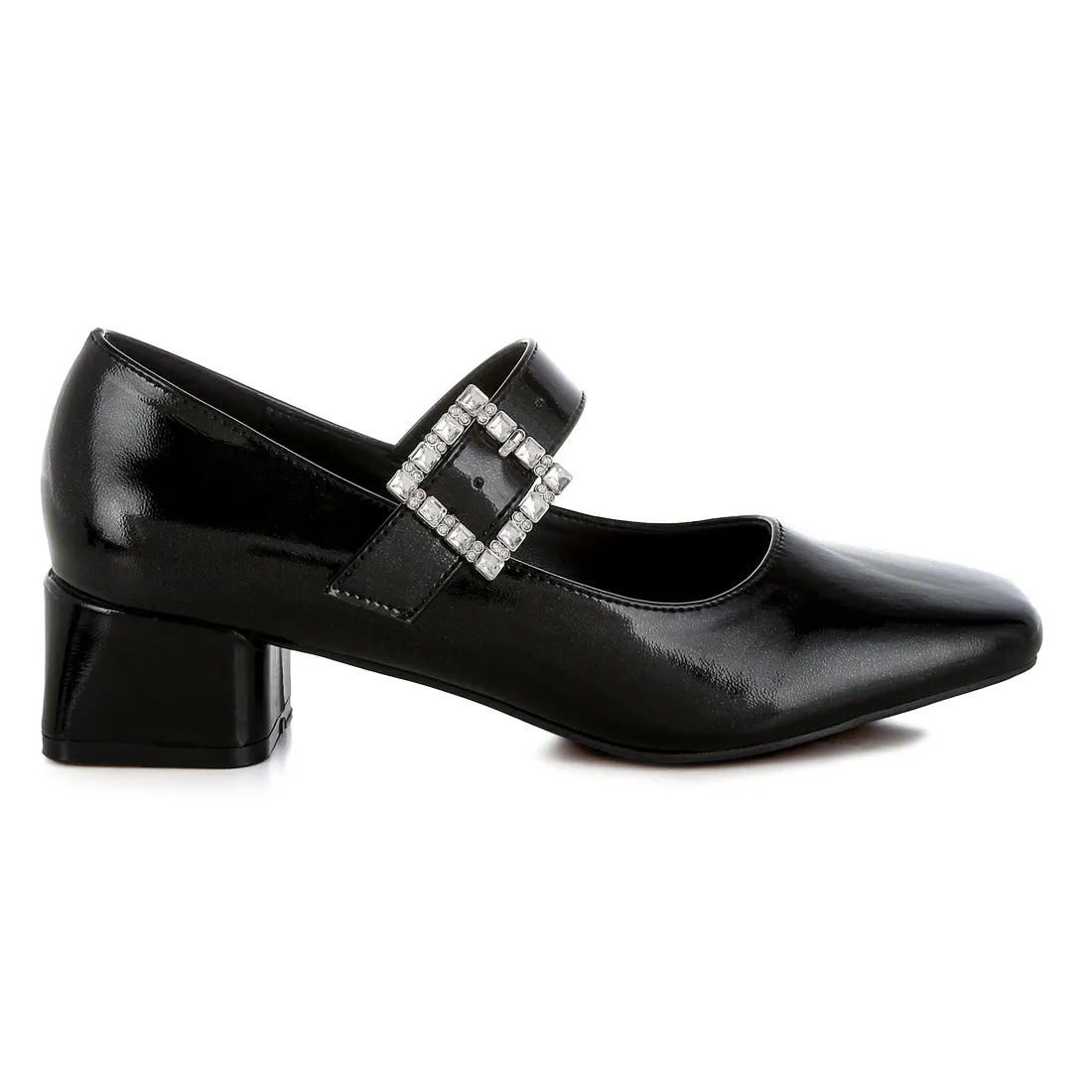 Diamante Brooch Metallic Mary Jane Pumps