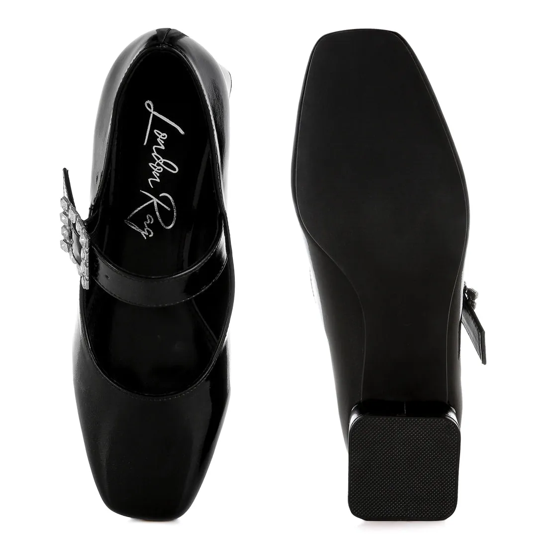 Diamante Brooch Metallic Mary Jane Pumps