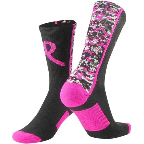 Digital Camo Aware Crew Sock - Pink Ribbon (LDBCC)