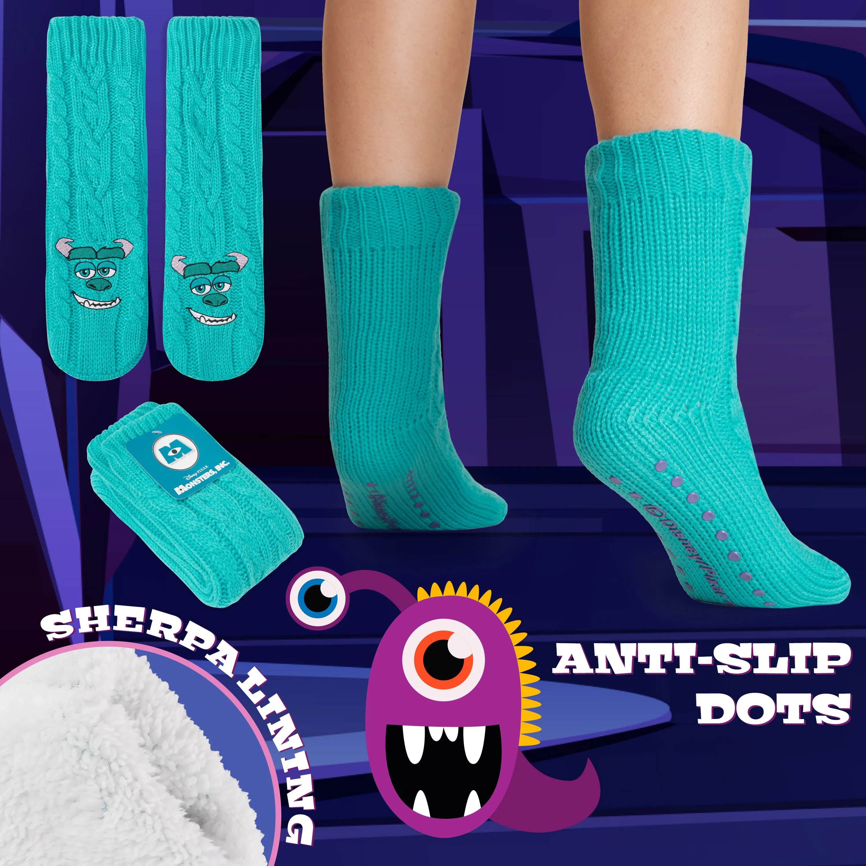 Disney Stitch Fluffy Socks for Women - Blue Sully