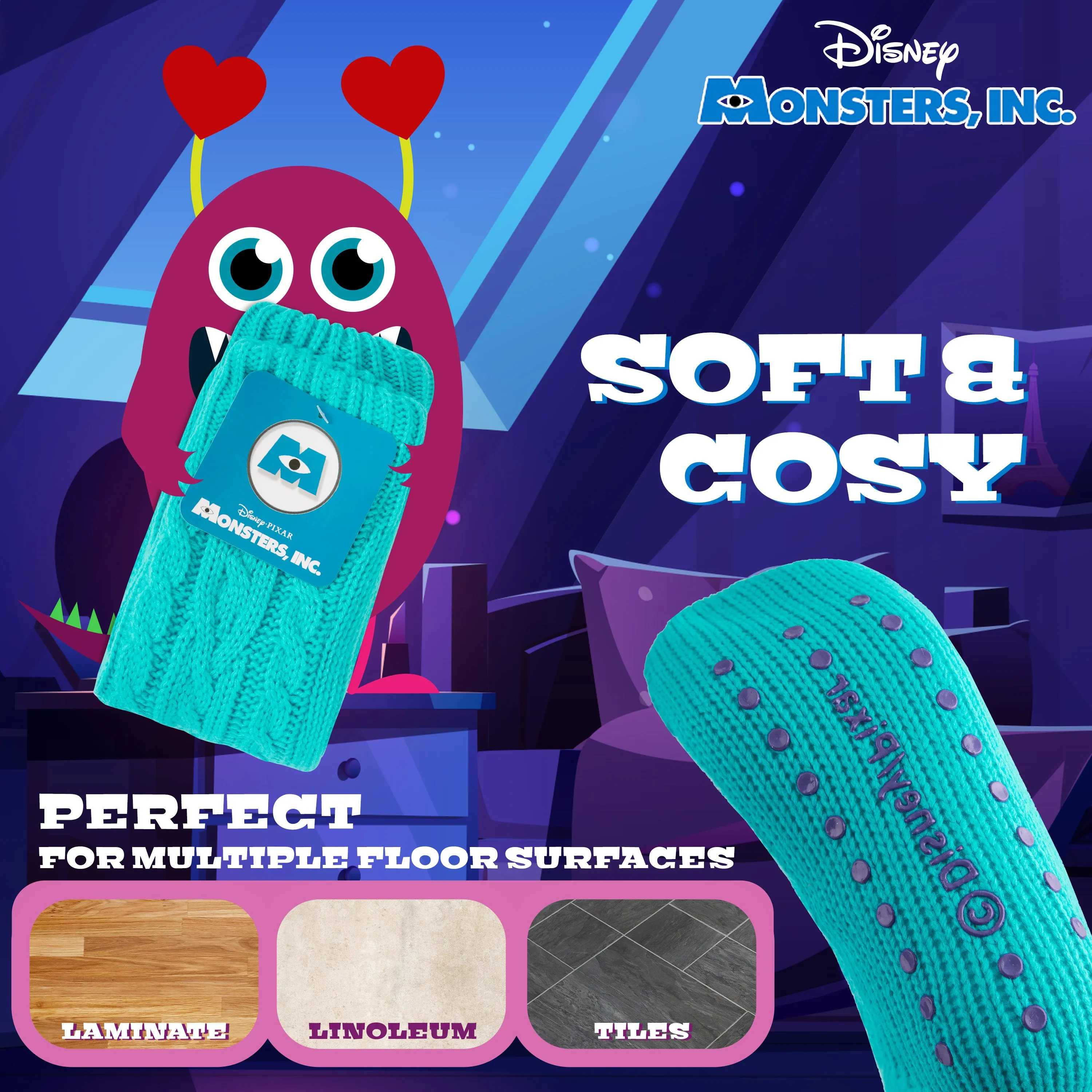 Disney Stitch Fluffy Socks for Women - Blue Sully