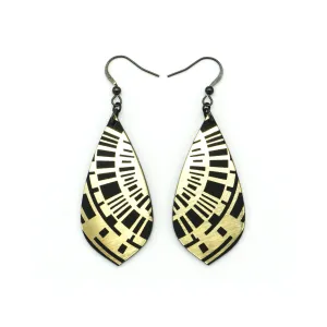 Gem Point [04] // Acrylic Earrings - Brushed Gold, Black