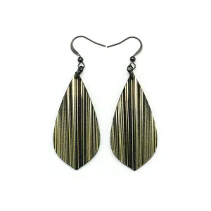 Gem Point [15R] // Acrylic Earrings - Brushed Gold, Black