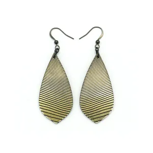 Gem Point [20] // Acrylic Earrings - Brushed Gold, Black
