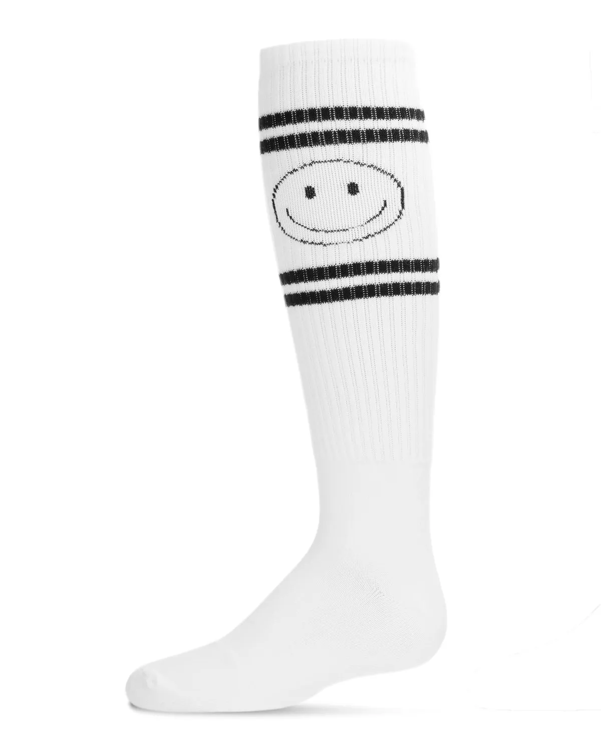 Girls' Athletic Smiley Cotton Blend Knee High Socks