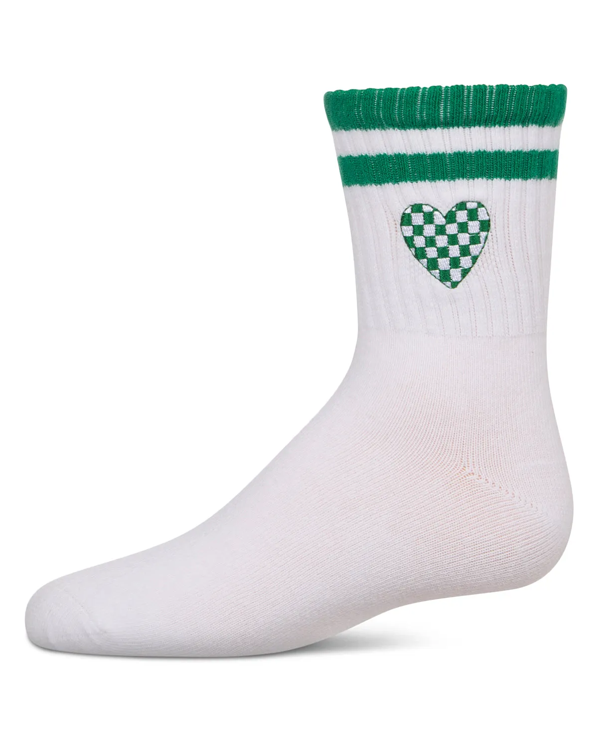 Girls' Checkered Heart Crew Socks