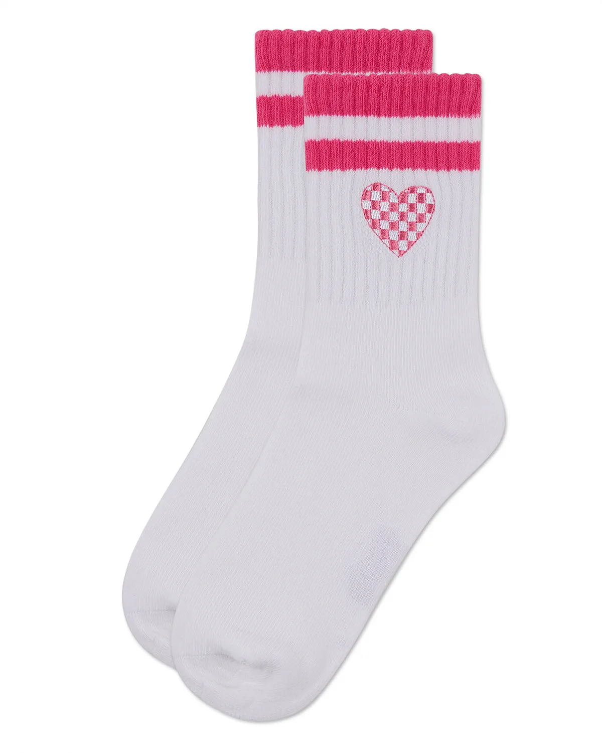 Girls' Checkered Heart Crew Socks