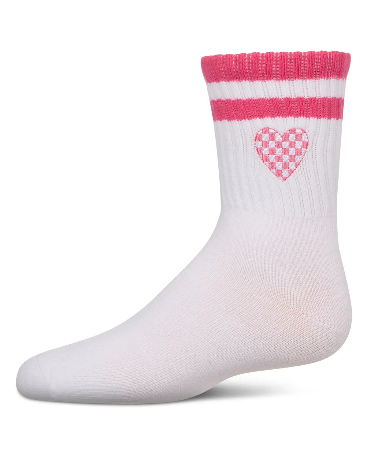 Girls' Checkered Heart Crew Socks