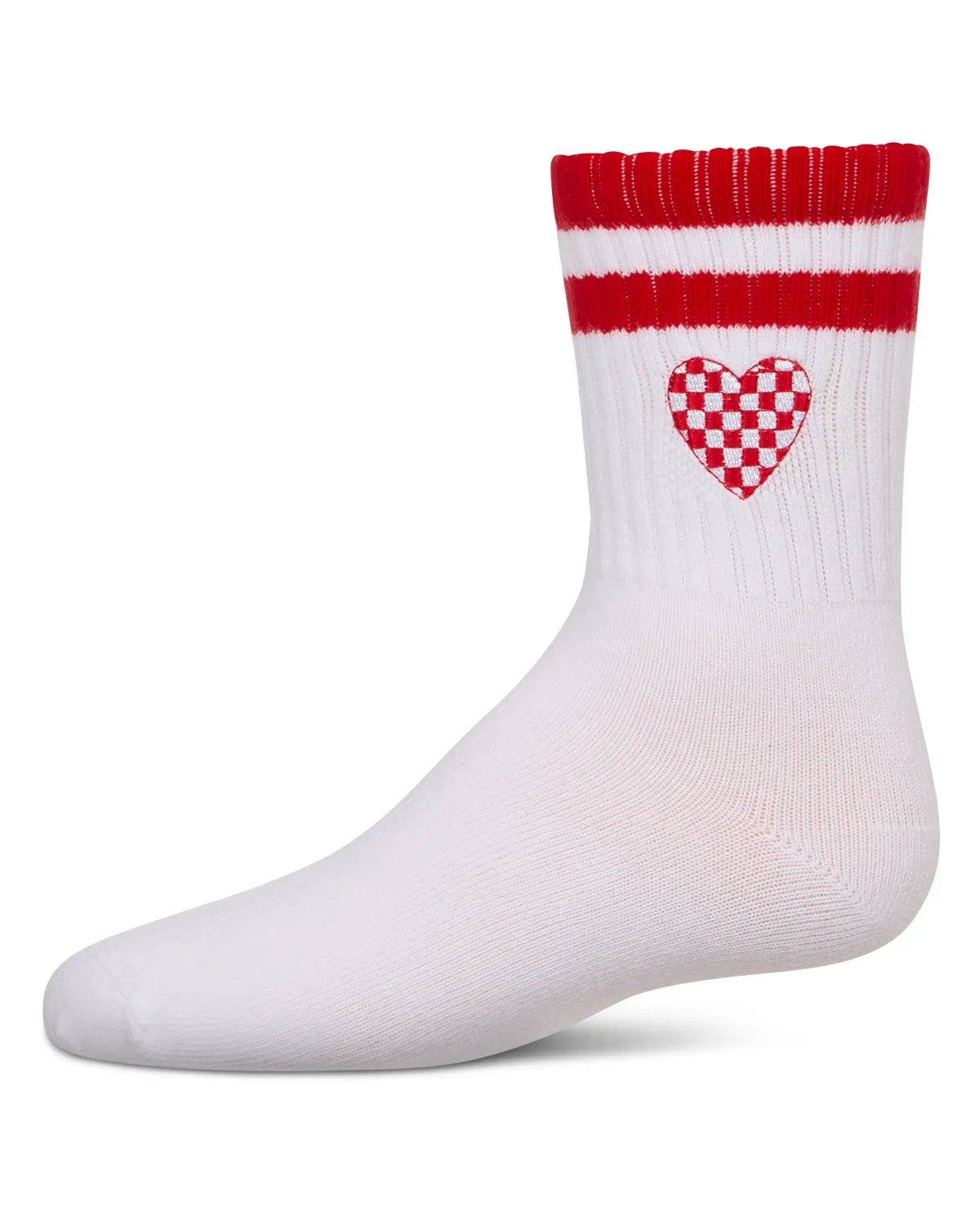 Girls' Checkered Heart Crew Socks