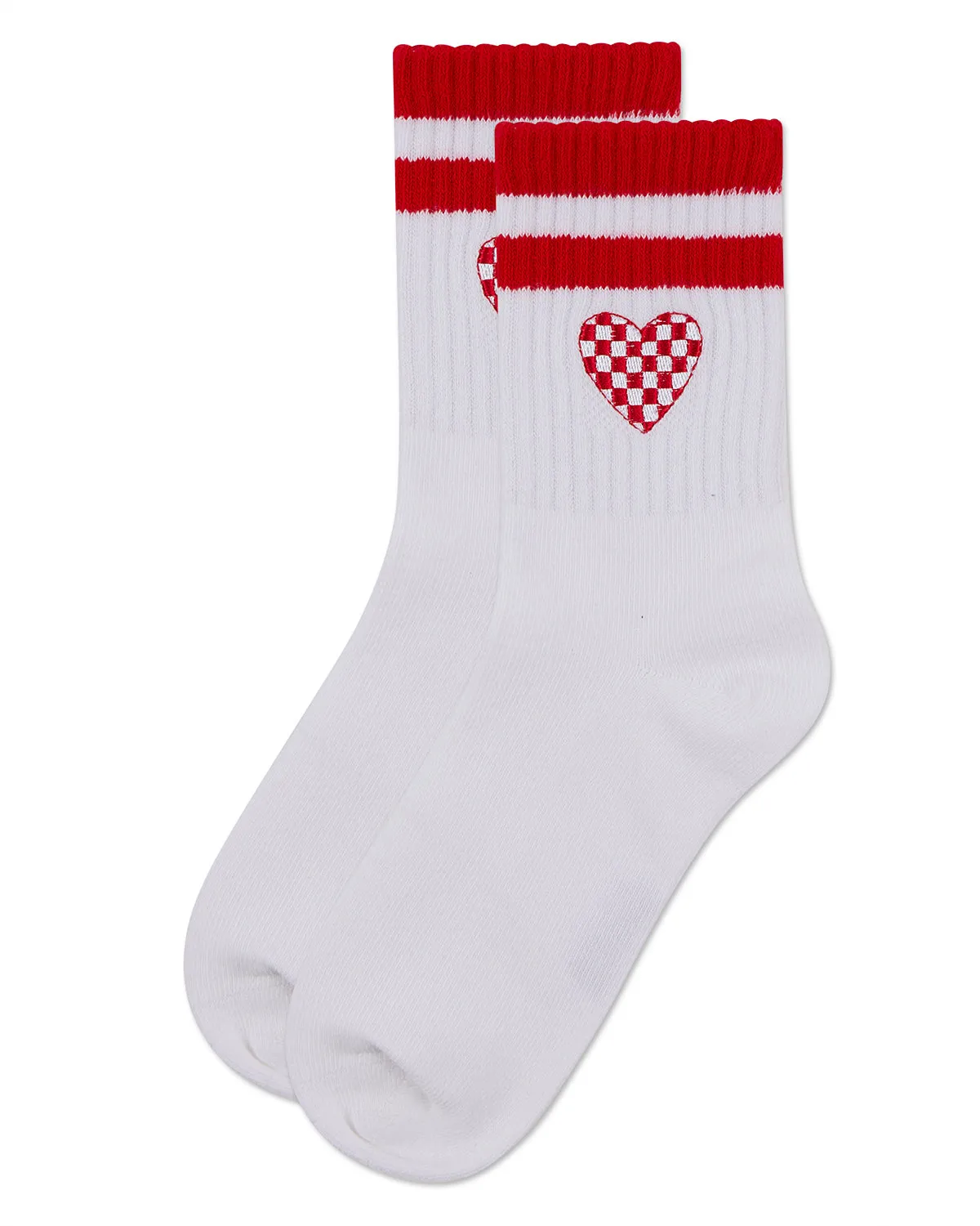 Girls' Checkered Heart Crew Socks
