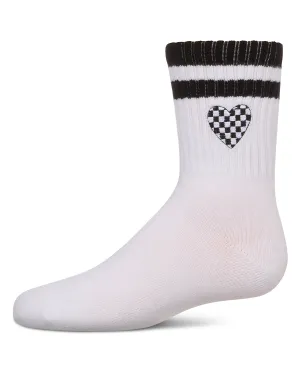 Girls' Checkered Heart Crew Socks