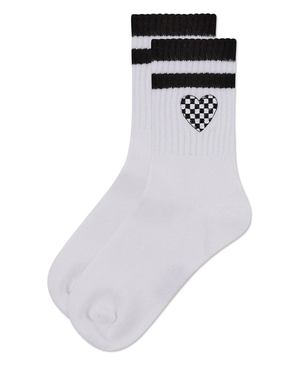 Girls' Checkered Heart Crew Socks