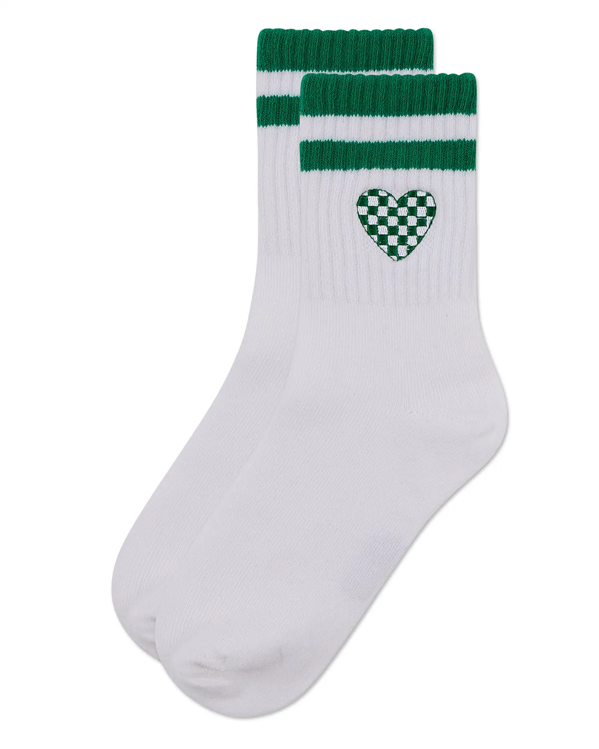 Girls' Checkered Heart Crew Socks