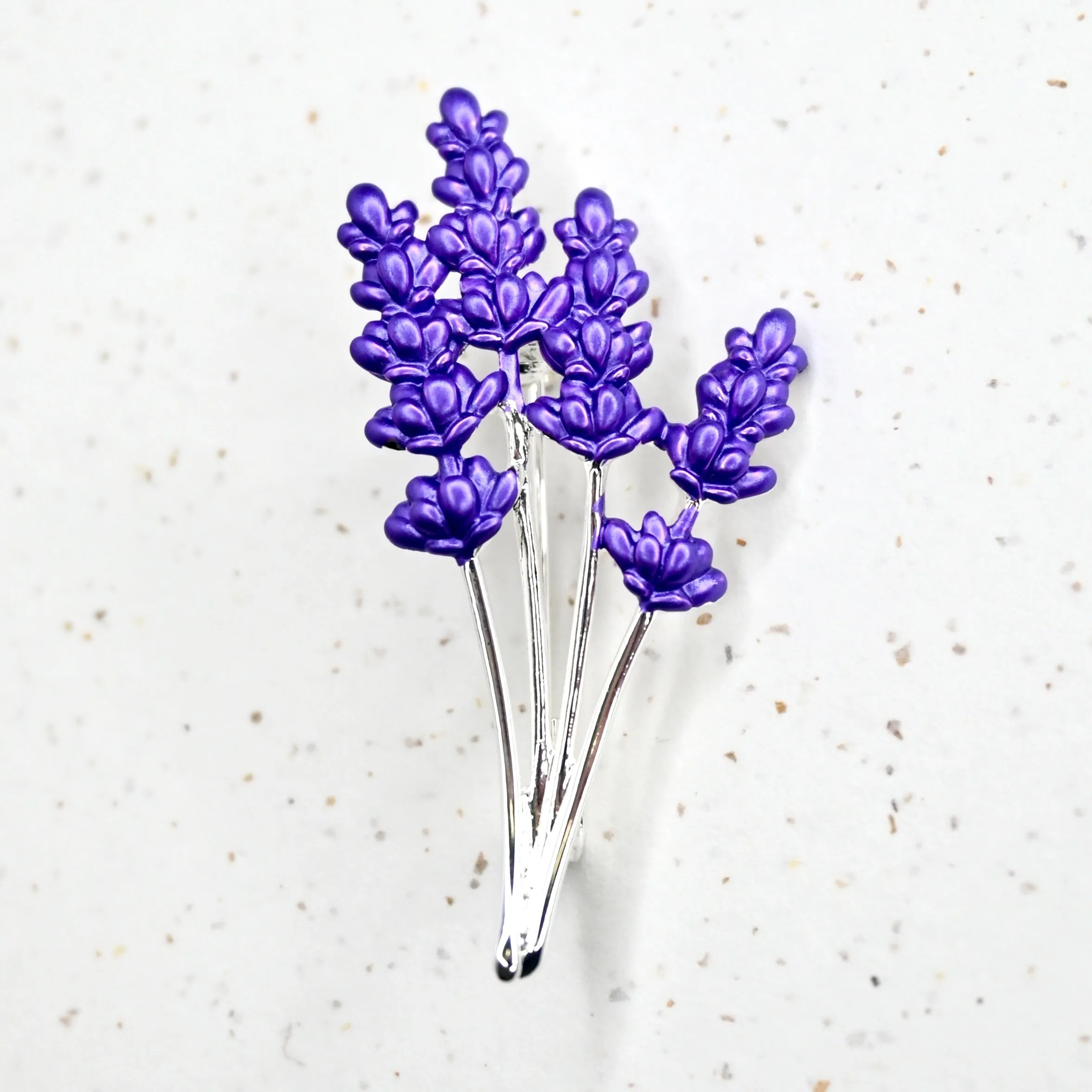 Handcrafted Lavender Brooch in Silver