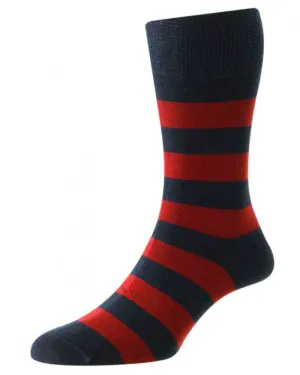 HJ Hall Rugby Stripe Organic Cotton Comfort Top Socks