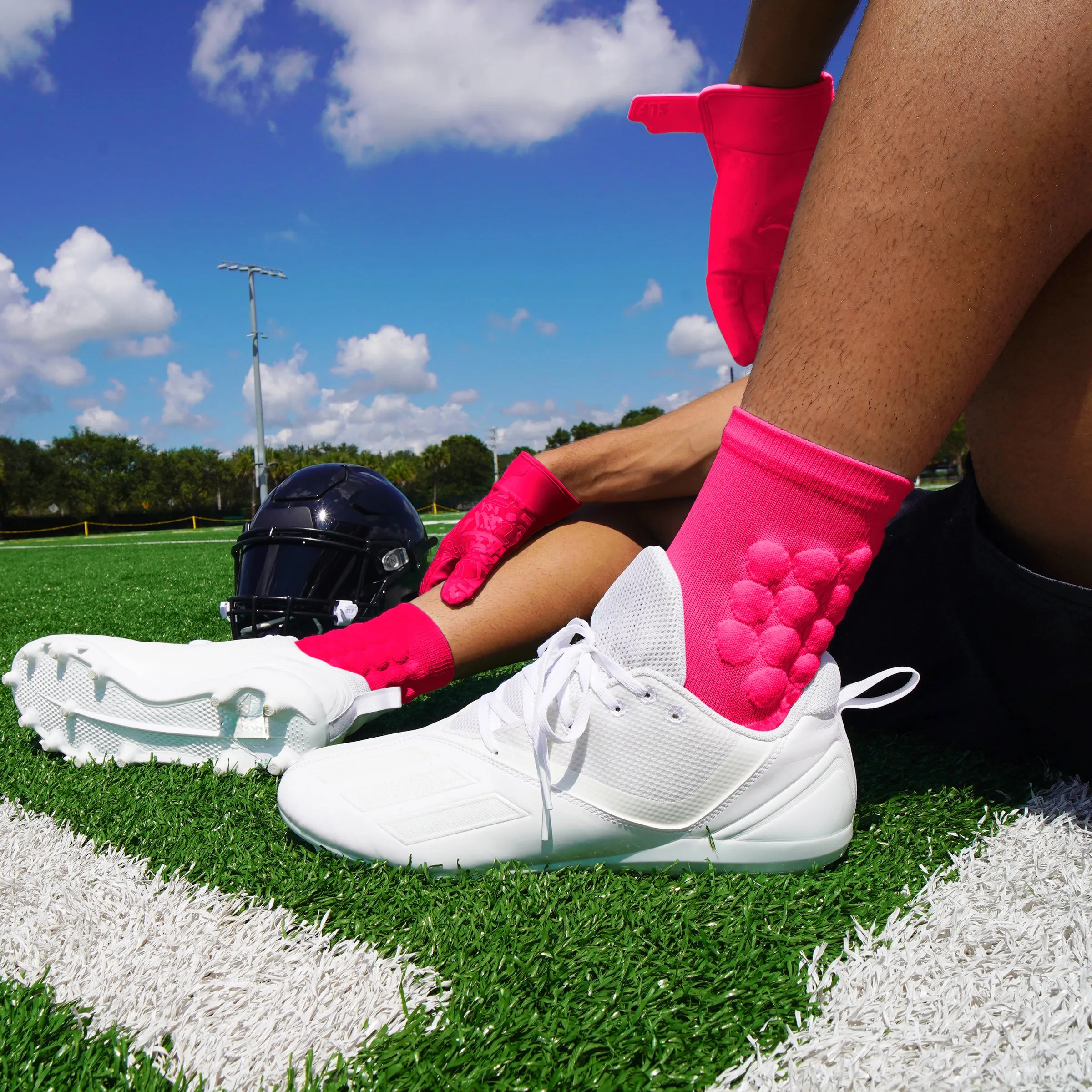 Hue Pink Football Padded Short Socks