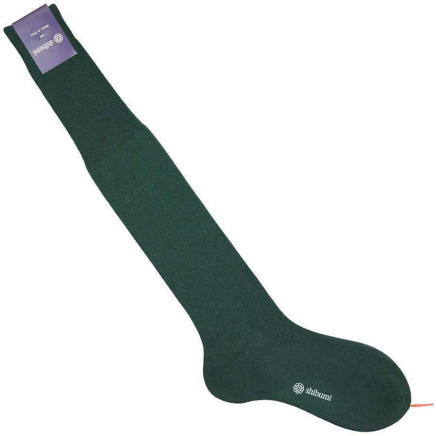 Knee Socks - Plain - Forest Green - Cotton / Silk