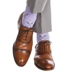 Lavender with Steel Gray and Ash/White Golf Club and Ball Cotton Sock Linked Toe OTC