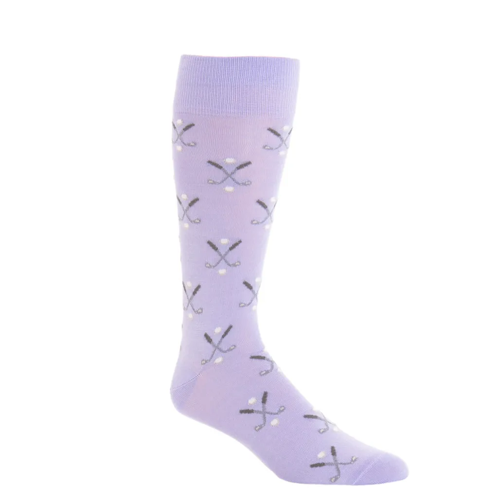 Lavender with Steel Gray and Ash/White Golf Club and Ball Cotton Sock Linked Toe OTC
