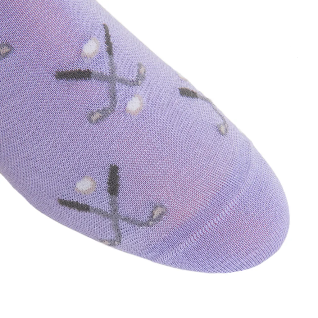 Lavender with Steel Gray and Ash/White Golf Club and Ball Cotton Sock Linked Toe OTC
