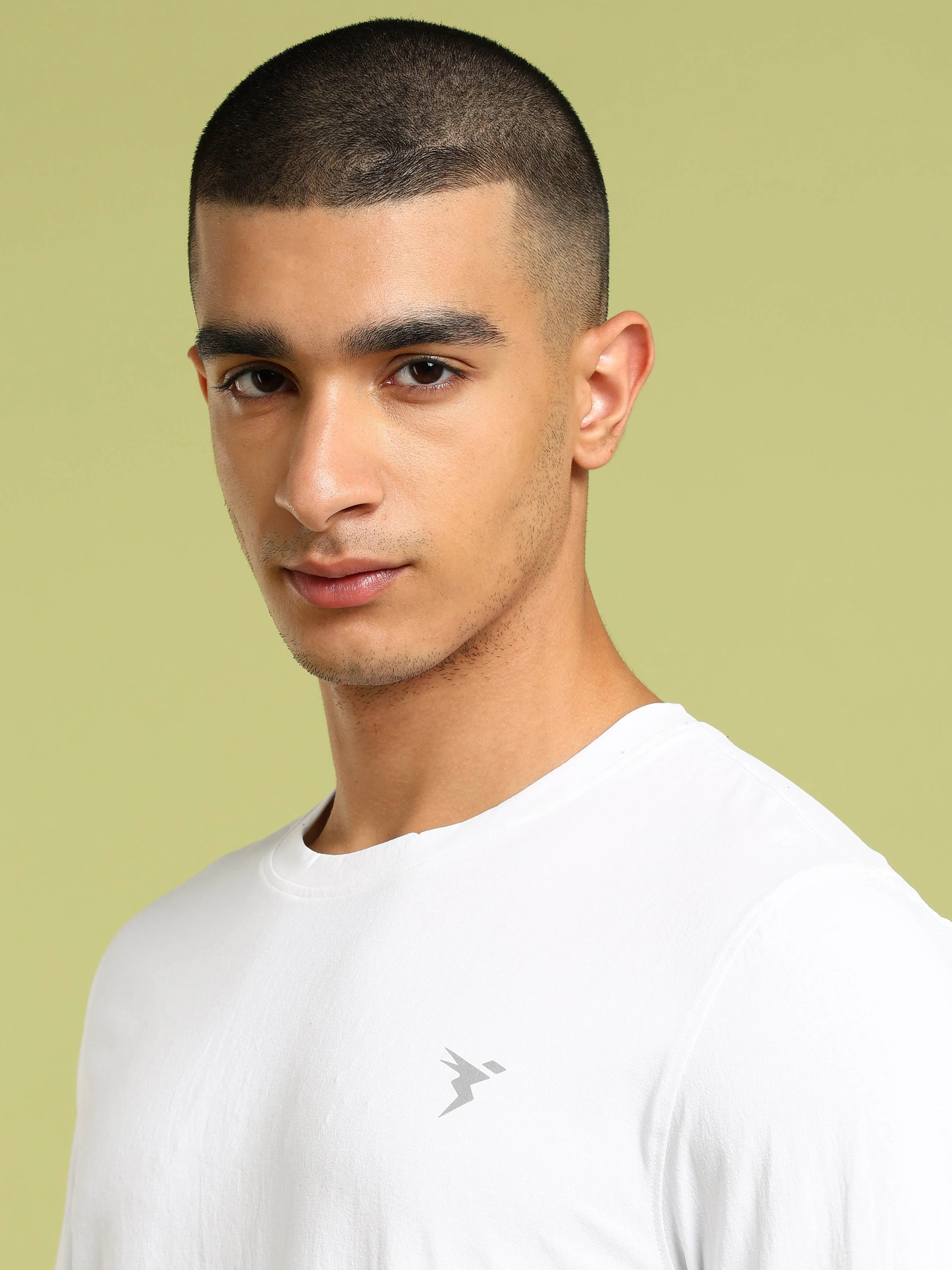 Men Solid Slim Fit Round Neck Sports T-shirt with COTFLEX