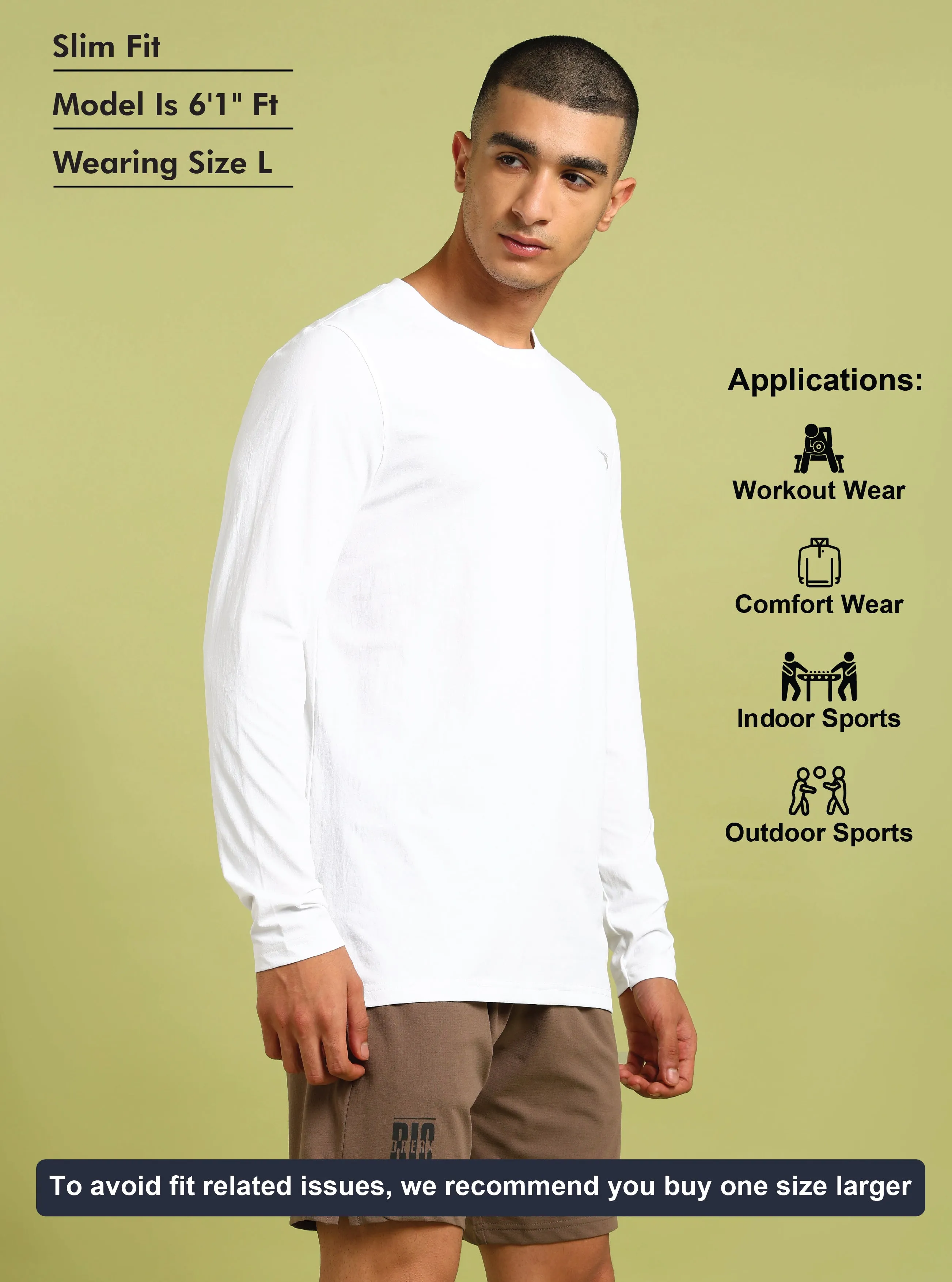 Men Solid Slim Fit Round Neck Sports T-shirt with COTFLEX