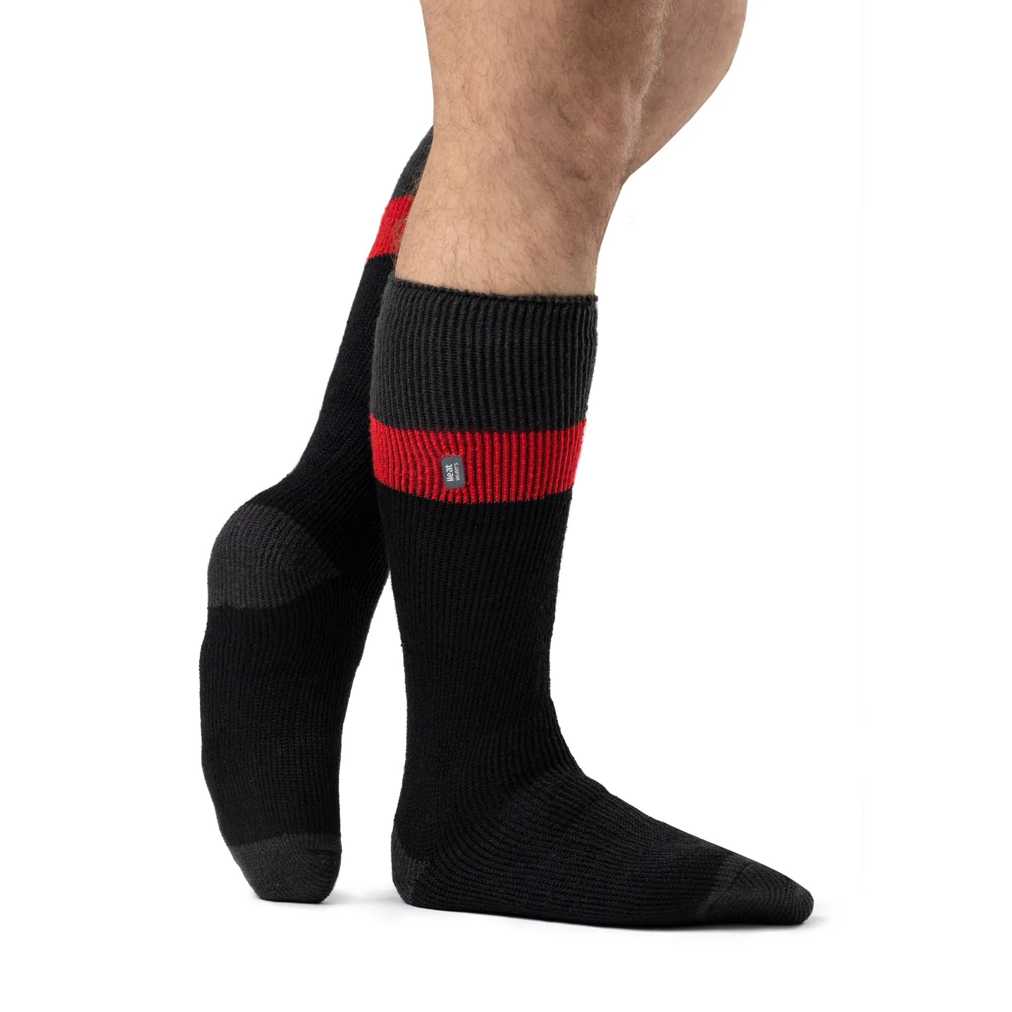 Mens Original Extra Long Ski & Snow Sports Socks - Charcoal, Red & Black