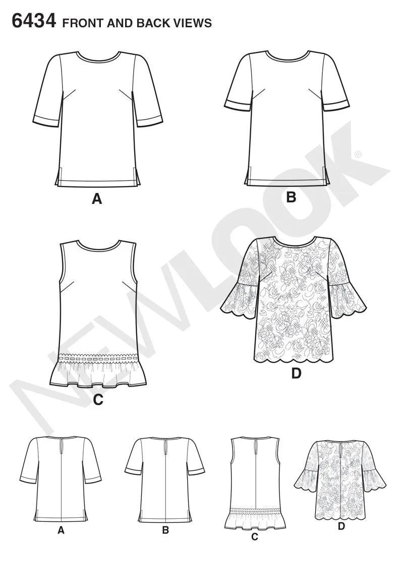 NL6434 Misses' Tops with Fabric Variations