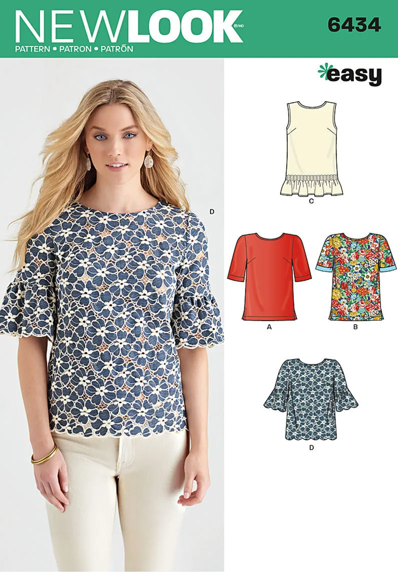 NL6434 Misses' Tops with Fabric Variations