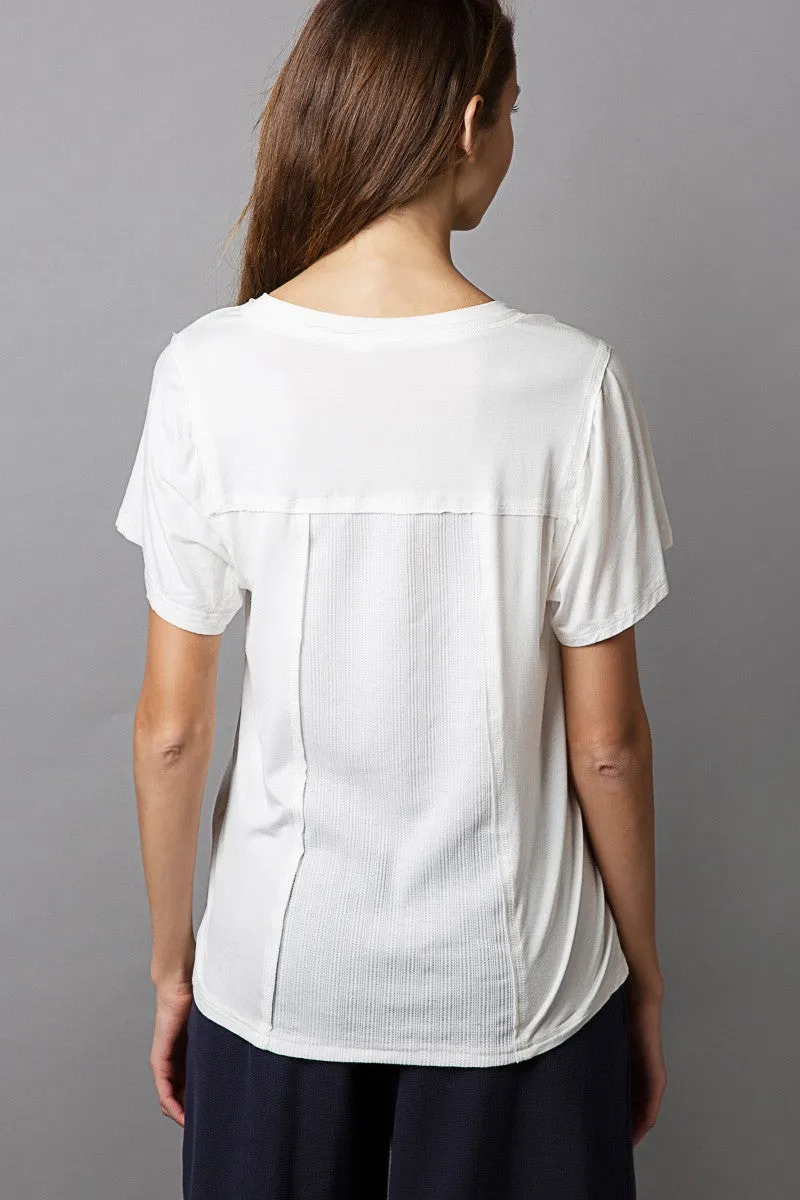 Patch Fabric V Neck Top