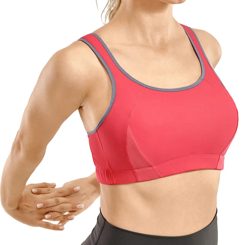 Plus size high impact quick dry lightly padded racerback wireless sports bra (size 32/70-42/95, B-F)