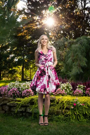 Print Bubble Dress White/Magenta