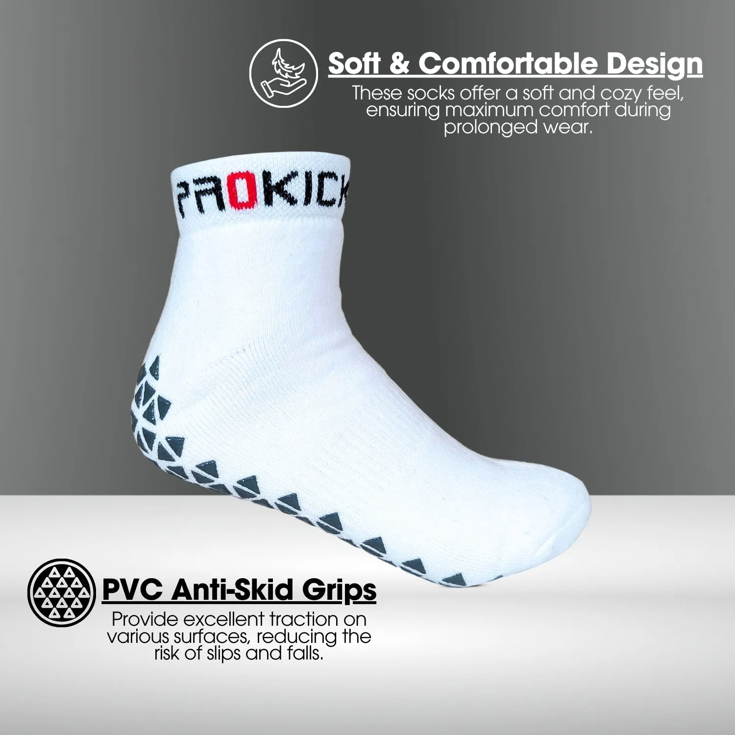 Prokick Anti Skid Socks for Men & Women, 2 Pairs