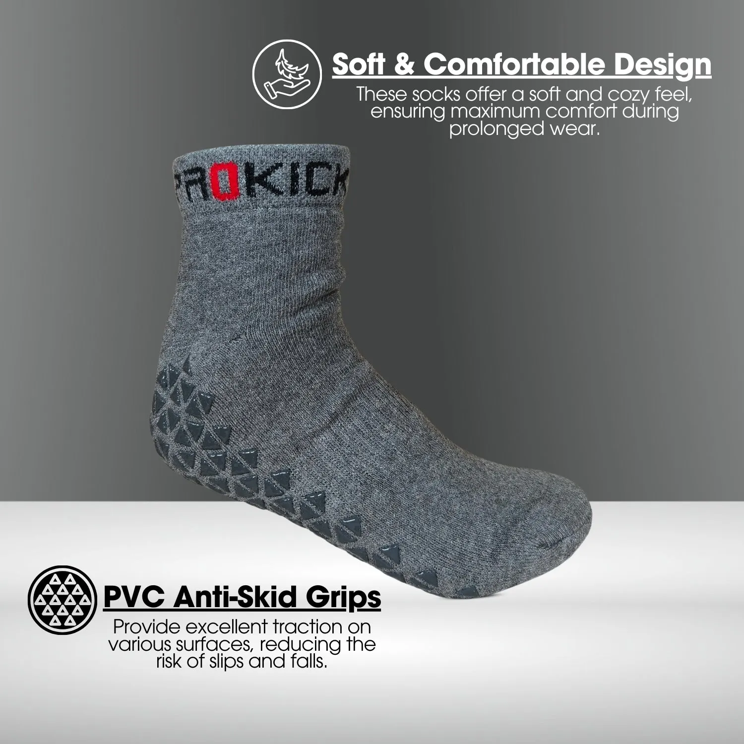 Prokick Anti Skid Socks for Men & Women, 2 Pairs