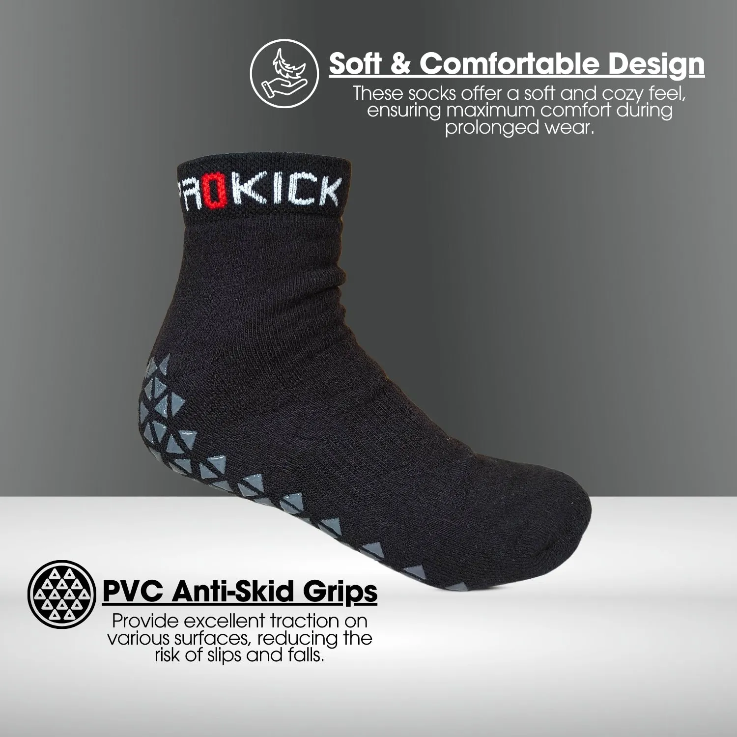 Prokick Anti Skid Socks for Men & Women, 2 Pairs