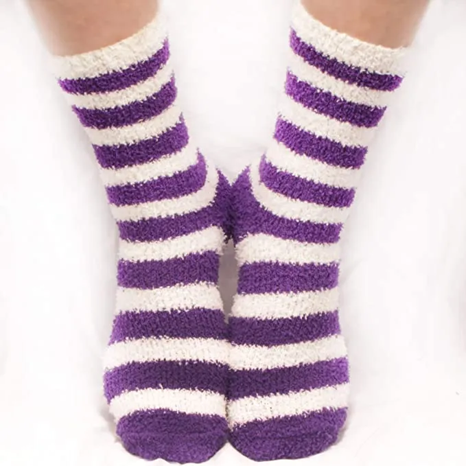 Striped Team Spirit Fuzzy Socks