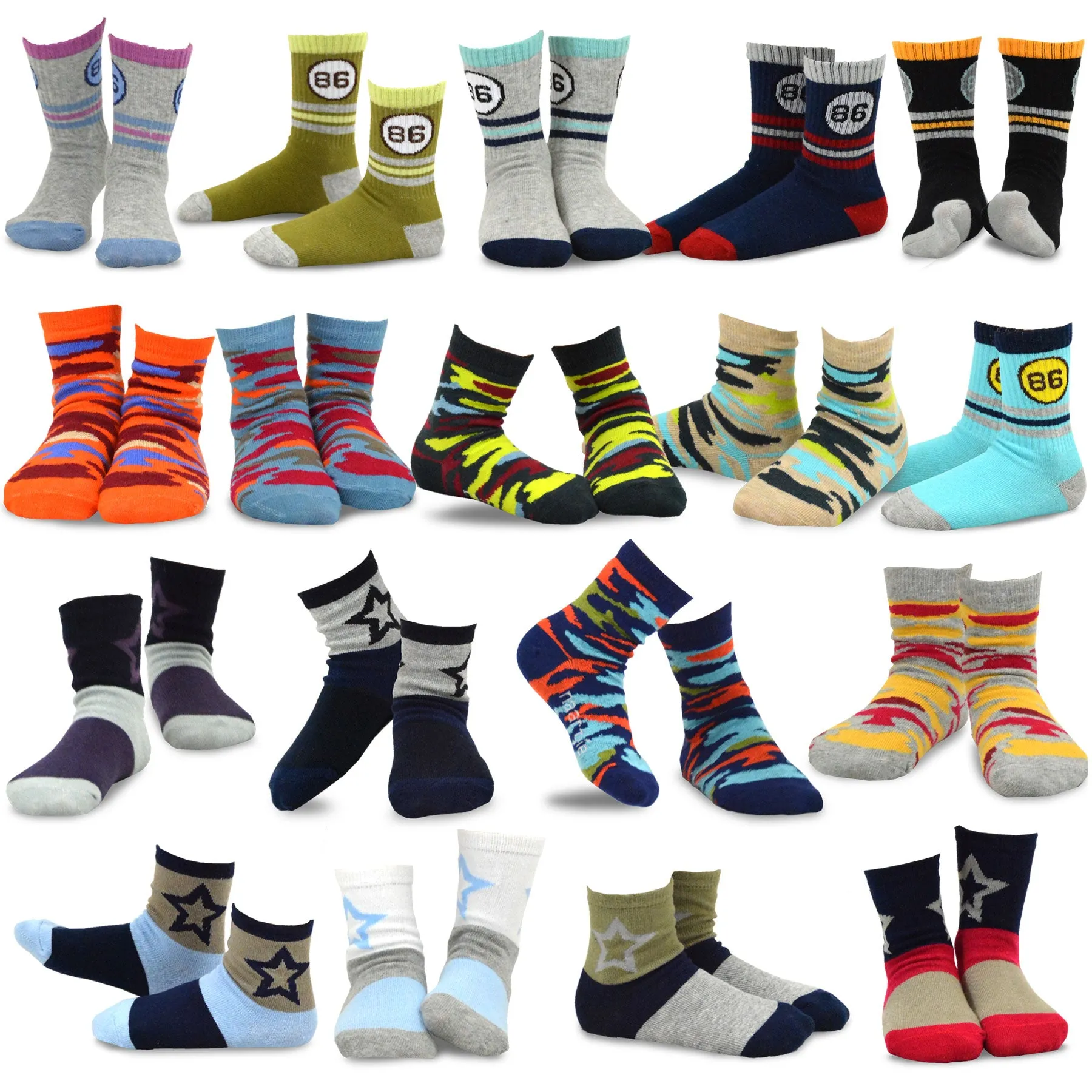 TeeHee Kids Toddler and Boys Socks Sports and Fun Cotton Crew Socks 18 Pair Pack with Gift Box (Copy)