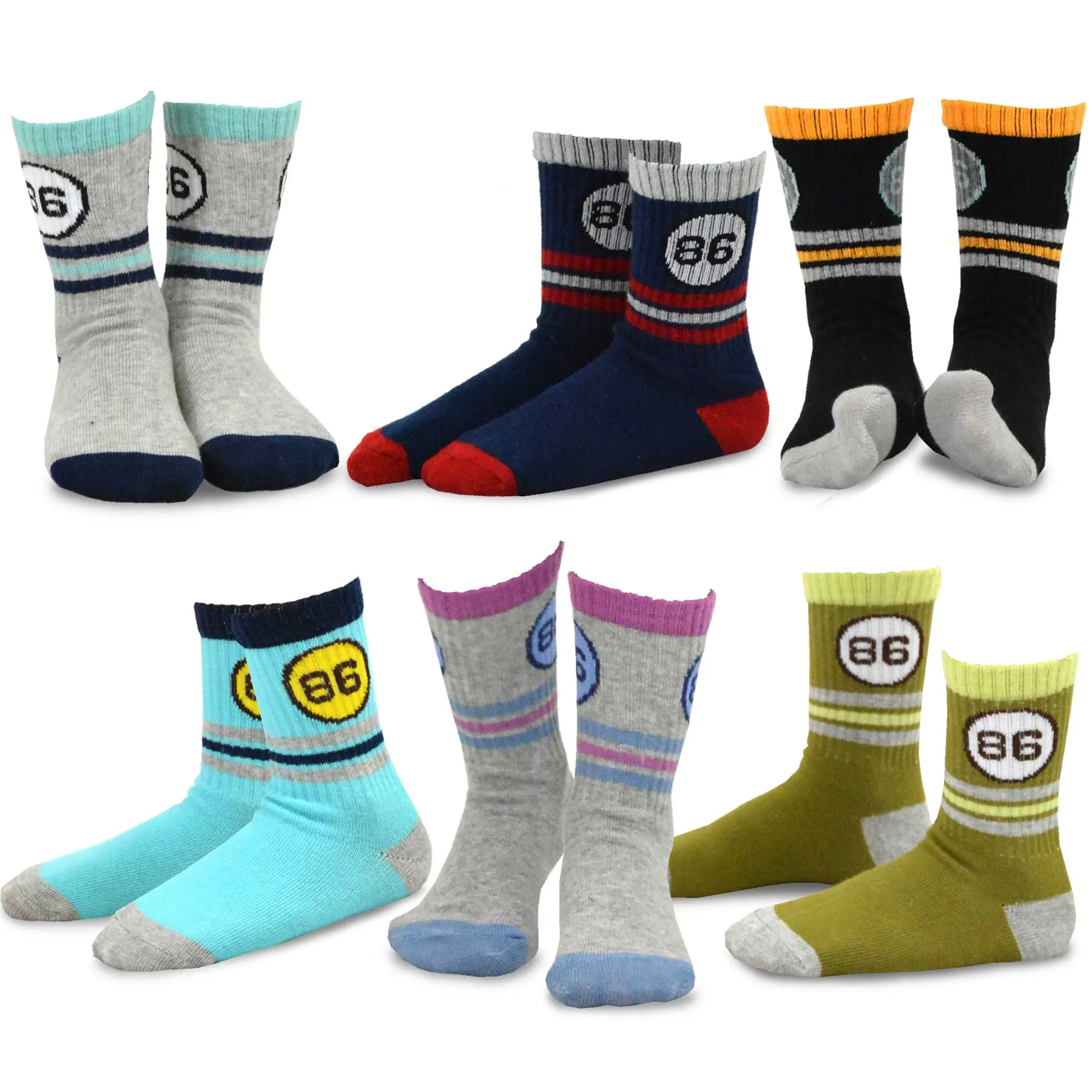 TeeHee Kids Toddler and Boys Socks Sports and Fun Cotton Crew Socks 18 Pair Pack with Gift Box (Copy)