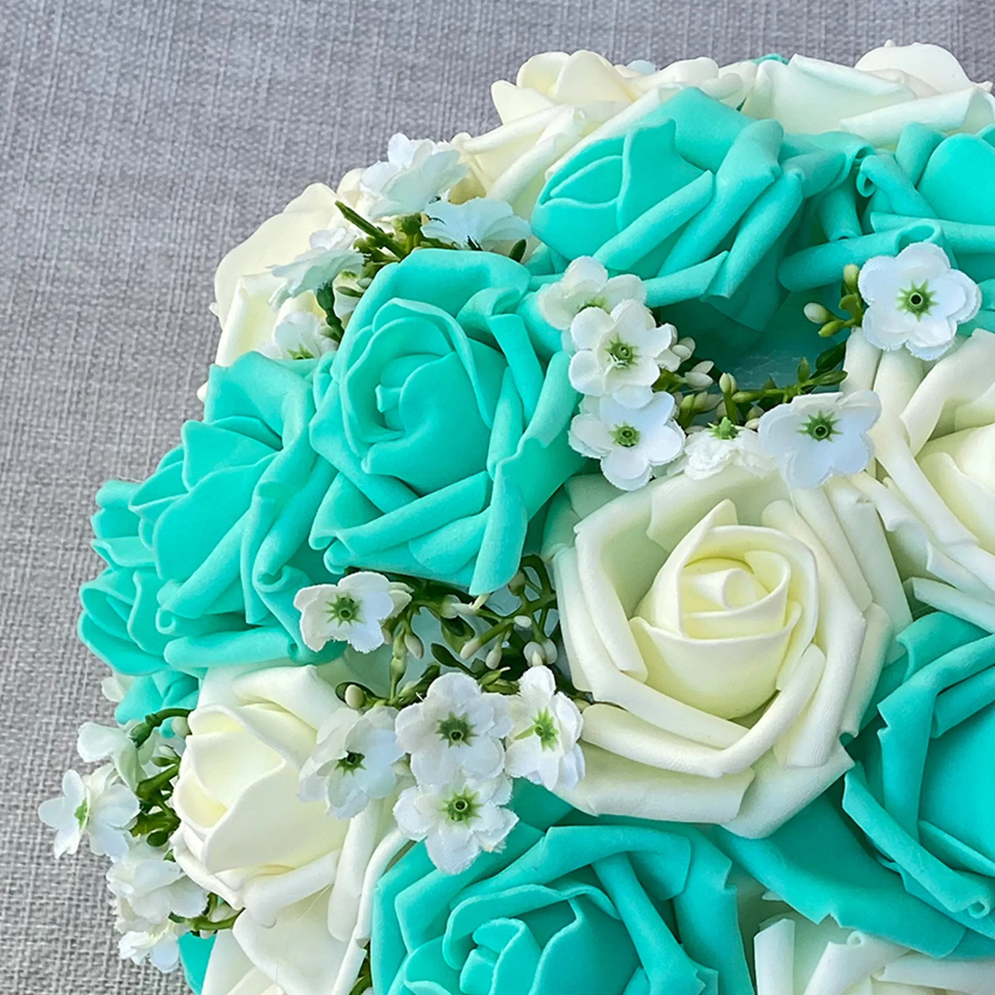 Turquoise Bridal Bouquet Ivory Rose Bouquet