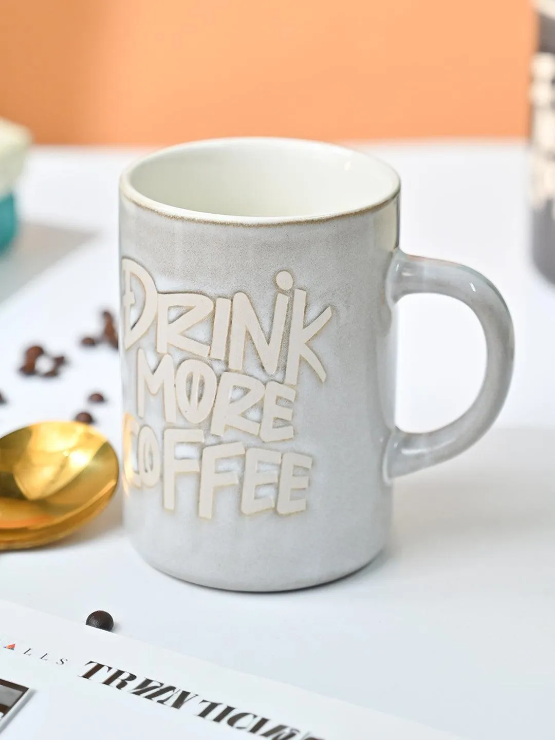 VON CASA Light Blue Mug (Drink More Coffee) - 420Ml